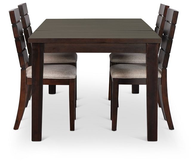 Sienna Dark Tone Rect Table & 4 Slat Chairs (3)