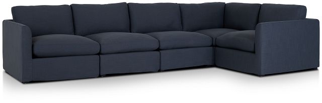 Willow Navy Fabric Medium Two-arm Sectional