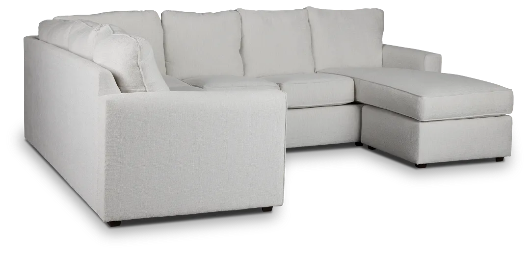 Avalon White Fabric Right Chaise Sectional