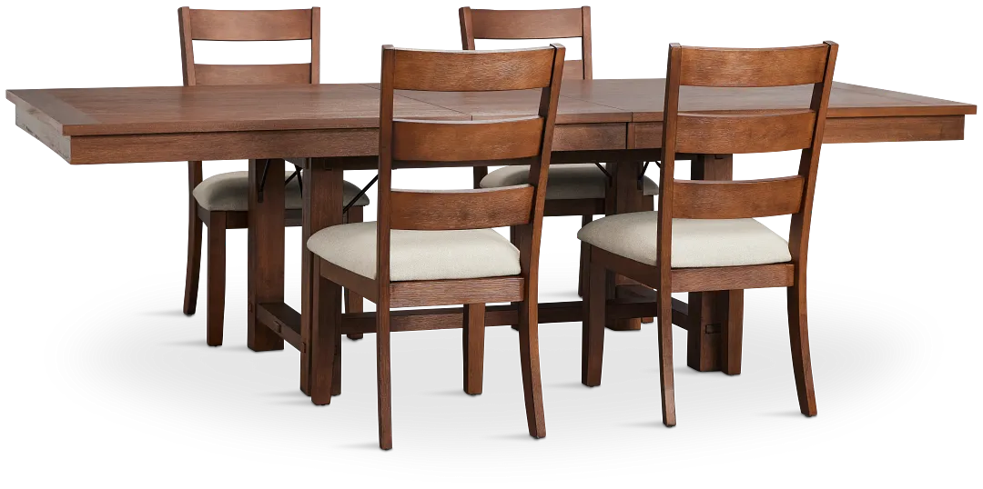 Park City Dark Tone Rectangular Table & 4 Wood Chairs