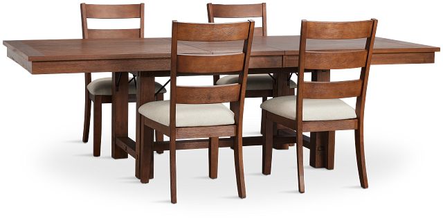 Park City Dark Tone Rectangular Table & 4 Wood Chairs