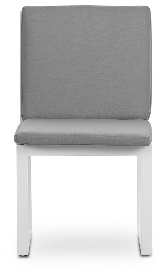 Linear White Dark Gray Aluminum Cushioned Chair (2)