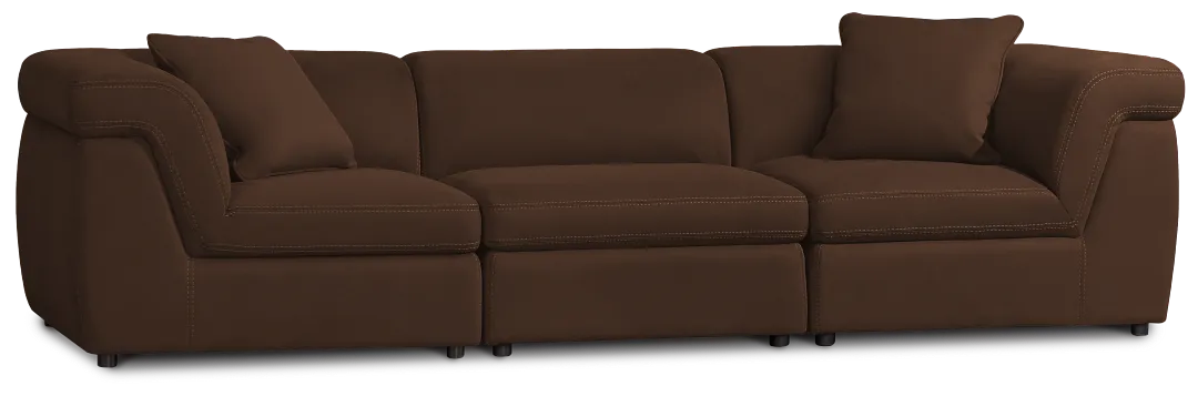 Aria Dark Brown Micro Immersive 3-piece Modular Sofa
