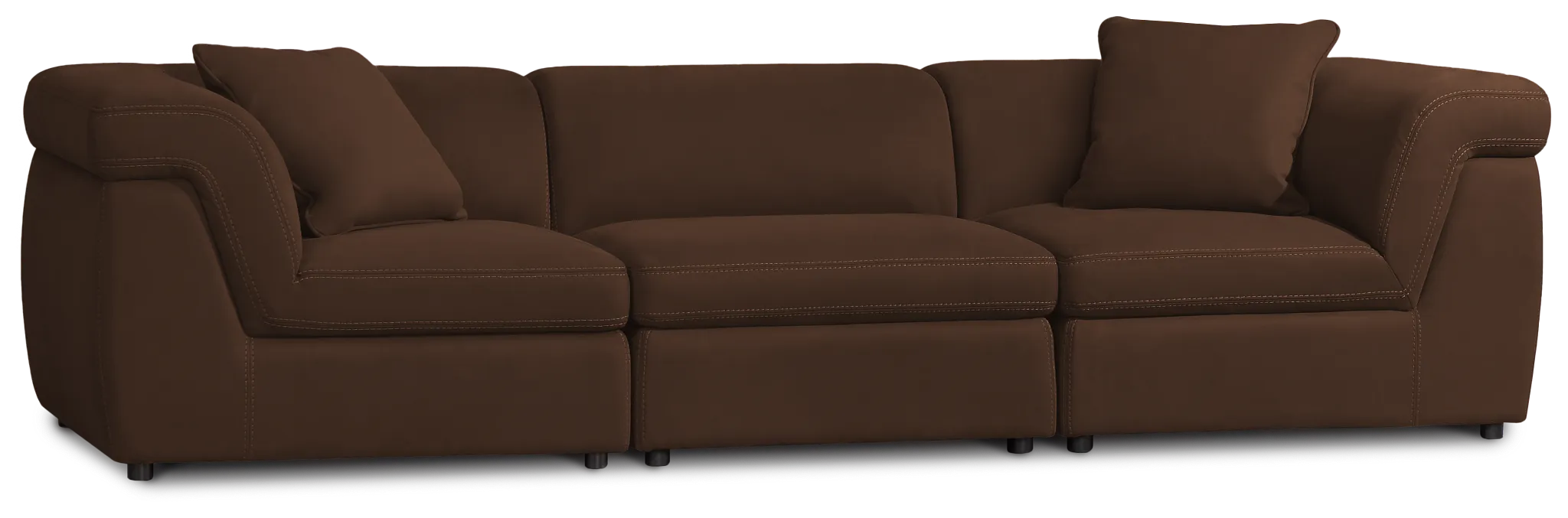 Aria Dark Brown Micro Immersive 3-piece Modular Sofa