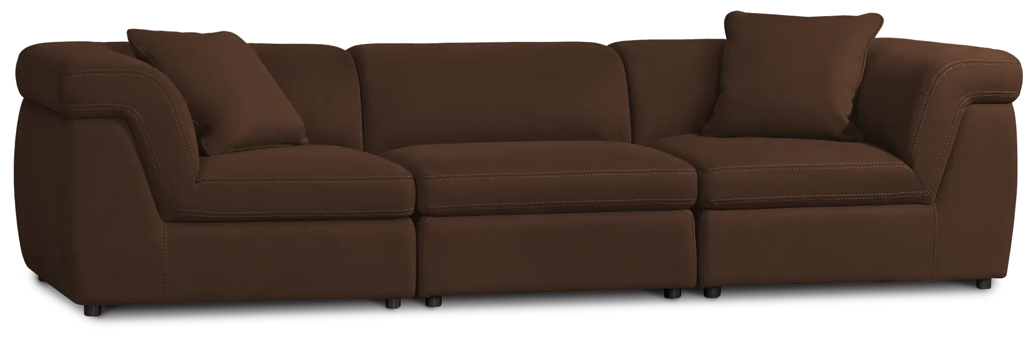 Aria Dark Brown Micro Immersive 3-piece Modular Sofa Aria Dark Brown Micro Immersive 3-piece Modular Sofa