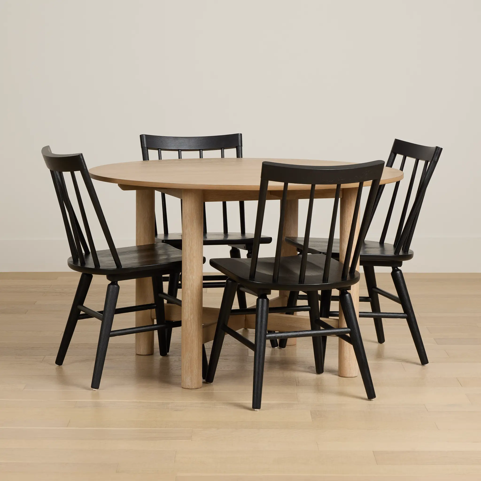 Taylor Light Tone Round Table & 4 Wood Chairs Taylor Light Tone Round Table & 4 Wood Chairs