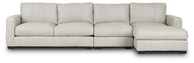 Dawkins Taupe Leather Small Right Chaise Sectional