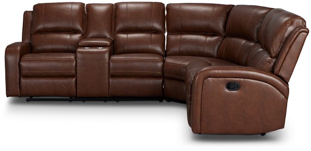 Arden Dark Brown Micro Medium Dual Reclining Sectional With Left Console