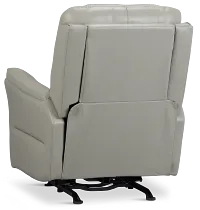 Archie Light Gray Lthr/vinyl Power Recliner With Heat And Massage