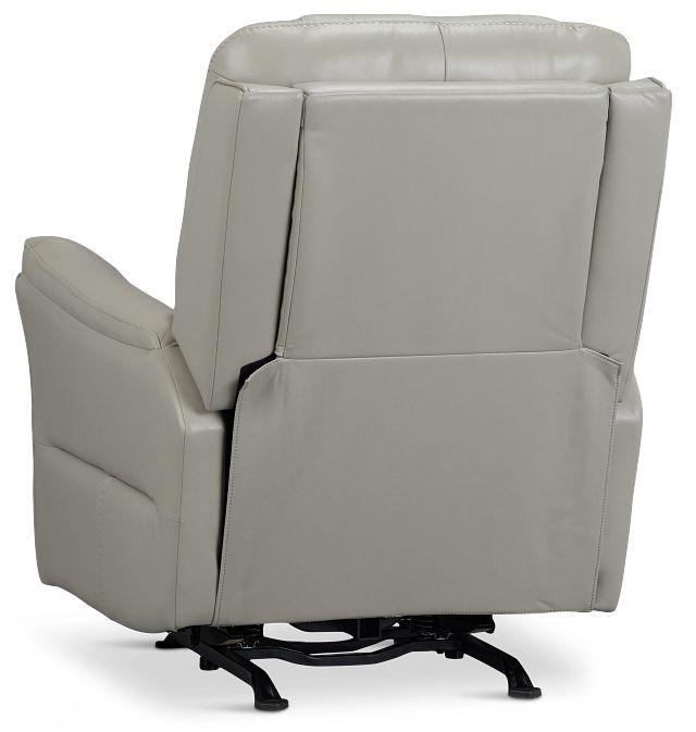 Archie Light Gray Lthr/vinyl Power Recliner With Heat And Massage