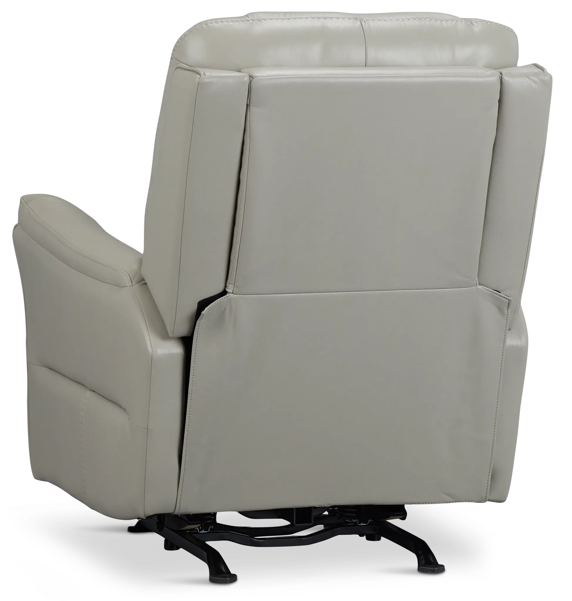 Archie Light Gray Lthr/vinyl Power Recliner With Heat And Massage