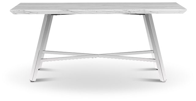Capri White 70" Rectangular Table W/stainless Steel Legs