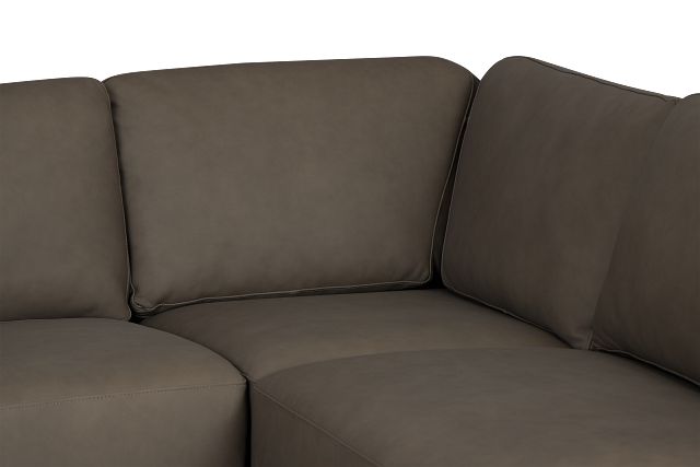 Kellan Dark Gray Leather Large Right Chaise Sectional