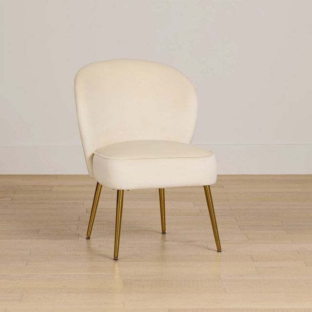 Tami White Velvet Accent Chair