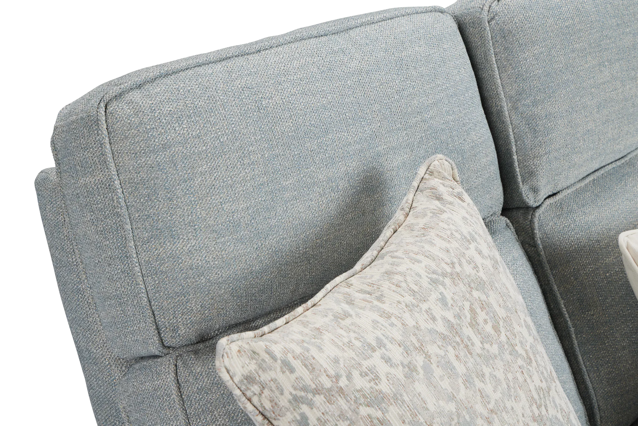 Bayside Light Blue Fabric Power Reclining Sofa