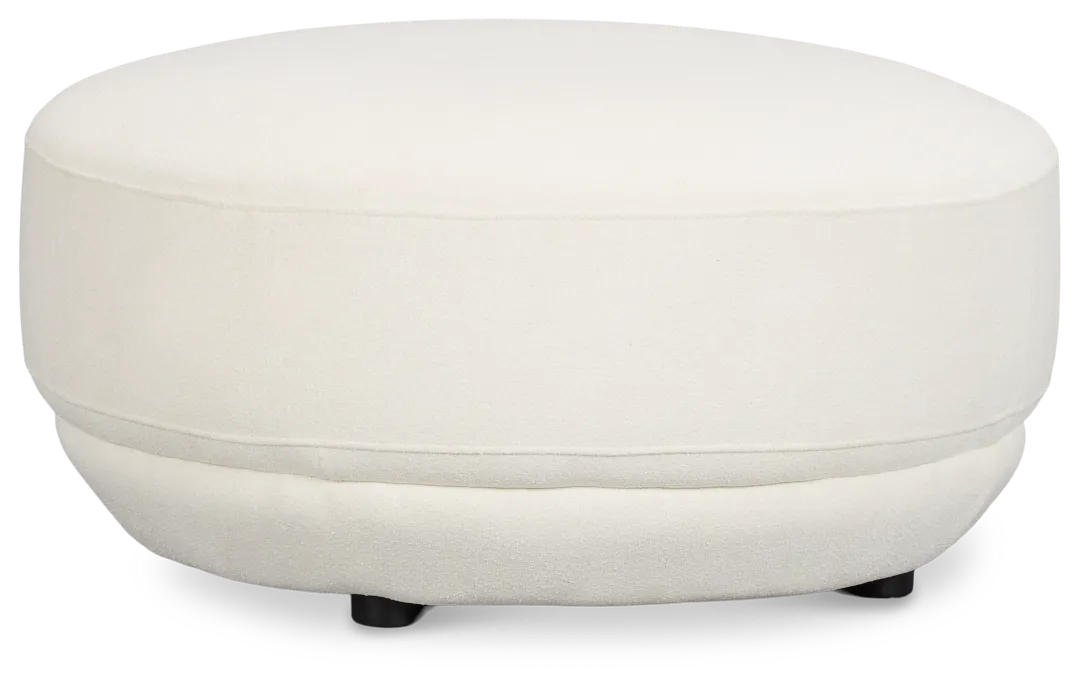 Presley White Fabric Ottoman