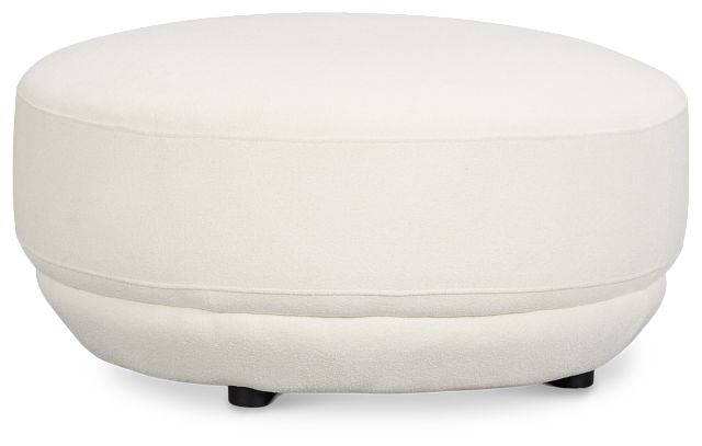 Presley White Fabric Ottoman