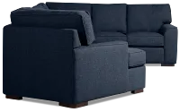 Sinclair Dark Blue Fabric Left Cuddler Cooling Memory Foam Sectional