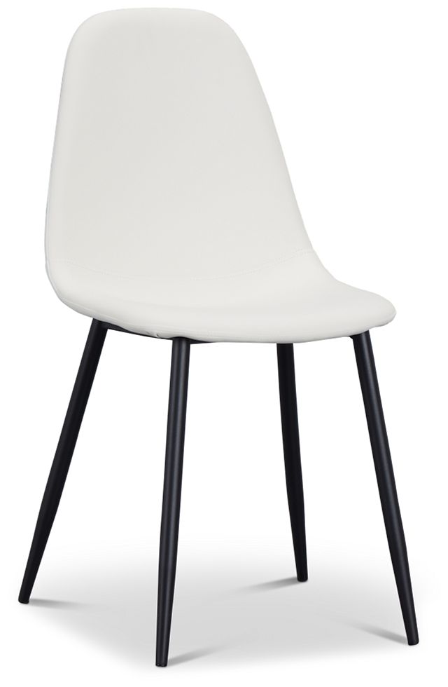 Havana White Micro Upholstered Side Chair W/ Black Legs