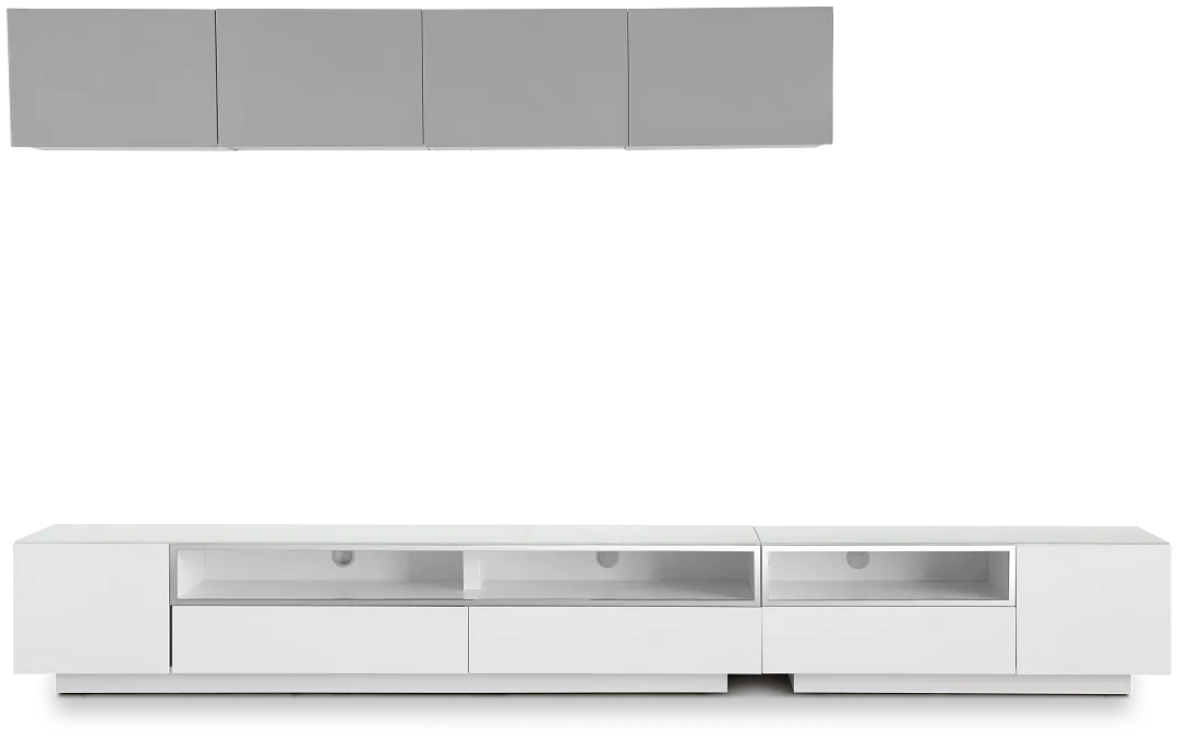 Vancouver 134" White Gray 6-piece Left Modular Entertainment Wall