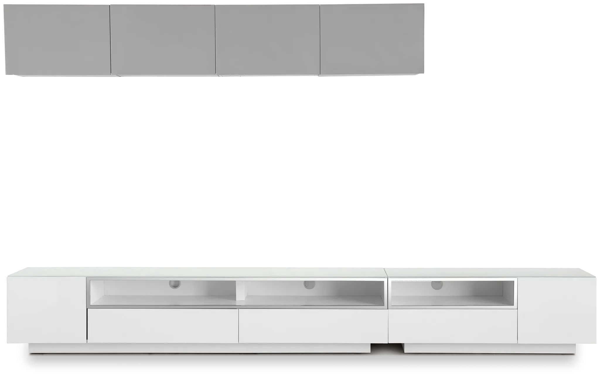 Vancouver 134" White Gray 6-piece Left Modular Entertainment Wall