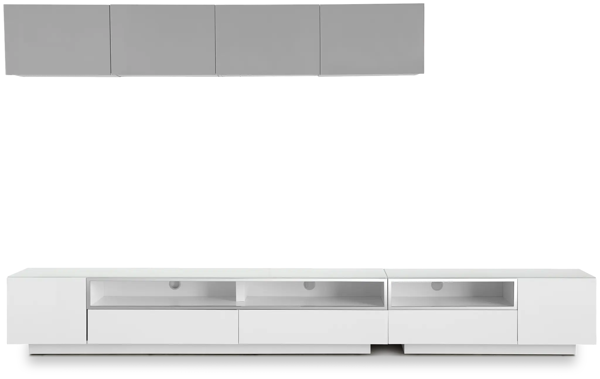 Vancouver 134" White Gray 6-piece Left Modular Entertainment Wall Vancouver 134" White Gray 6-piece Left Modular Entertainment Wall