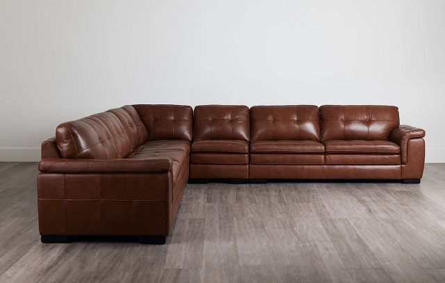 Braden Medium Brown Leather Large Two-arm Sectional