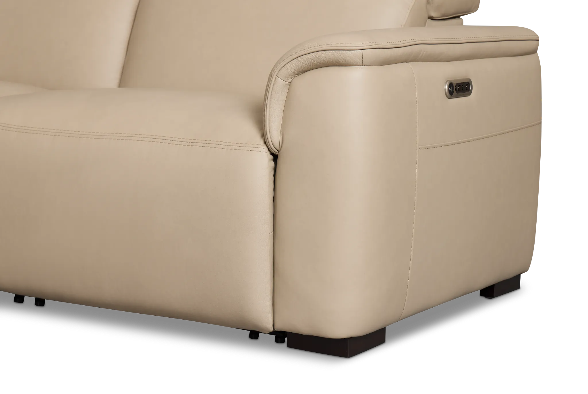 Brodie Taupe Lthr/vinyl Small Dual Power Reclining Two-arm Sectional