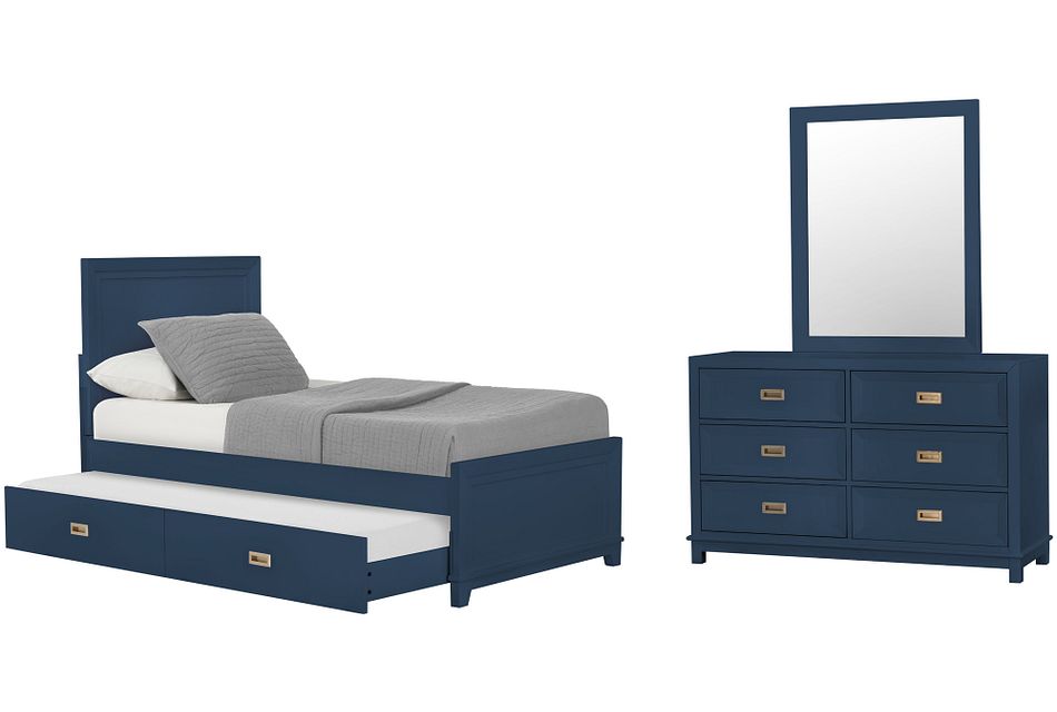 Ryder Dark Blue Panel Trundle Bedroom Baby Kids Bedroom Sets City Furniture