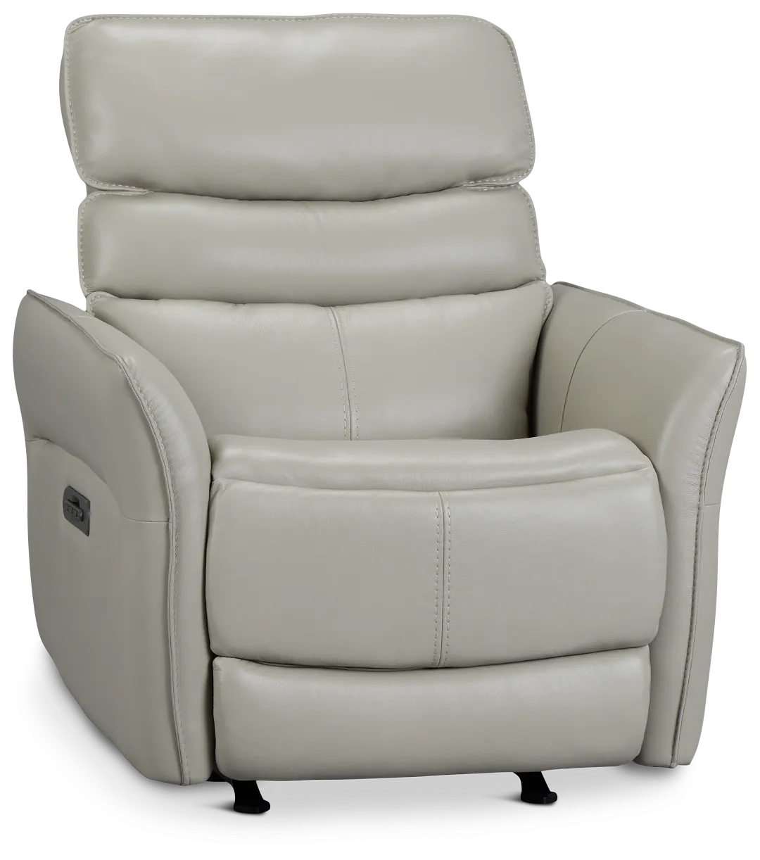 Preston Light Gray Lthr/vinyl Power Recliner With Heat And Massage