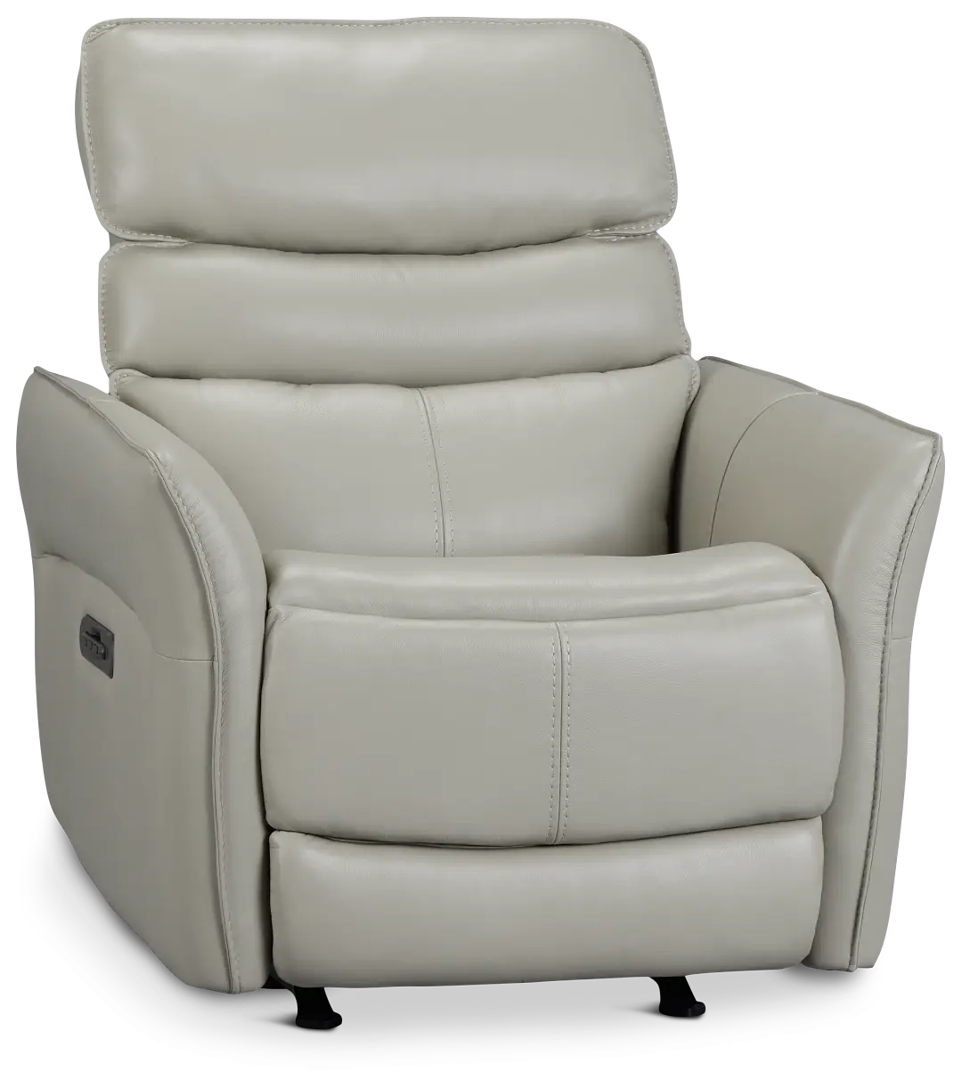 Preston Light Gray Lthr/vinyl Power Recliner With Heat And Massage Preston Light Gray Lthr/vinyl Power Recliner With Heat And Massage