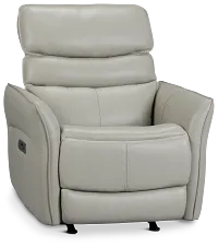 Preston Light Gray Lthr/vinyl Power Recliner With Heat And Massage
