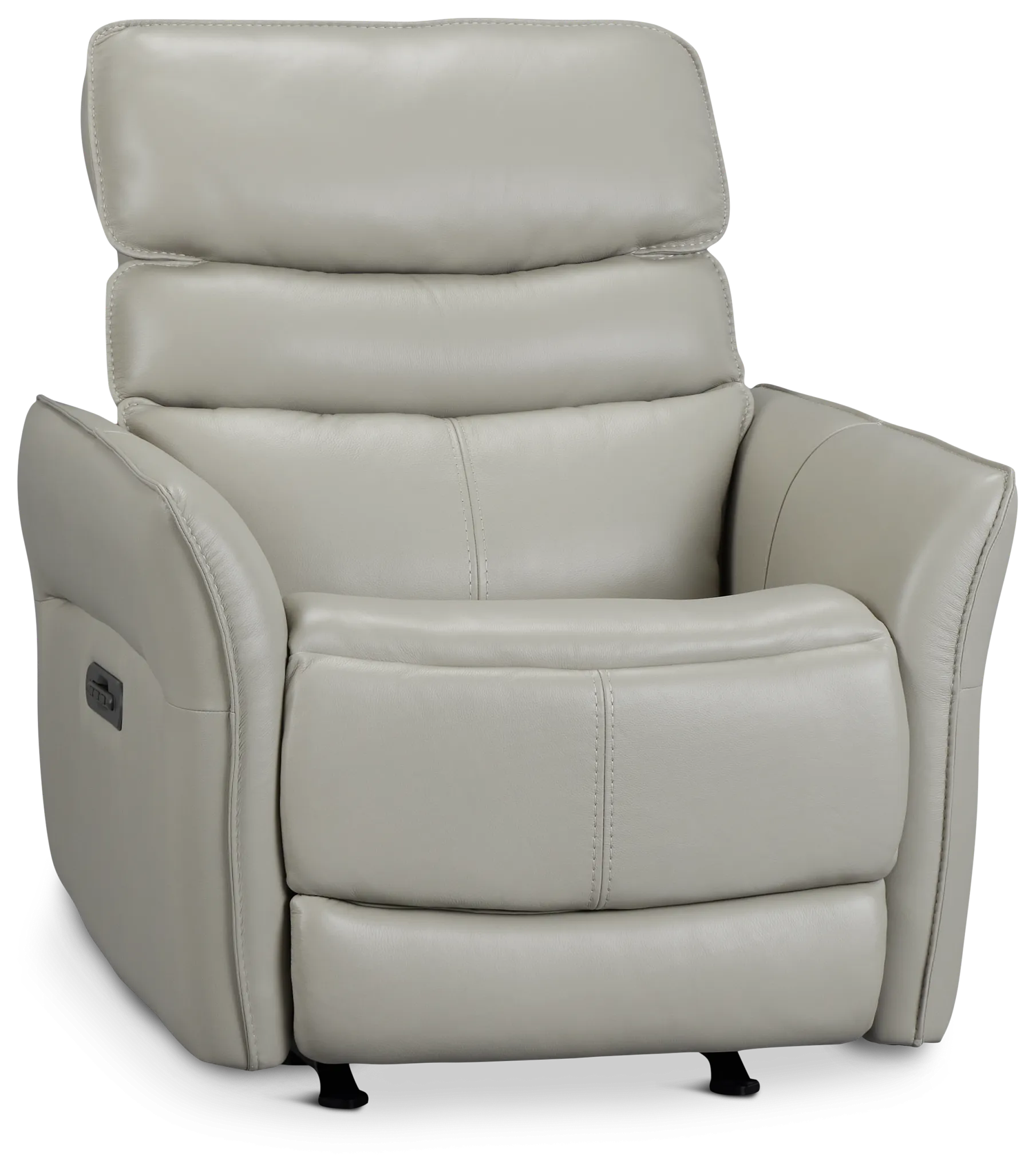 Preston Light Gray Lthr/vinyl Power Recliner With Heat And Massage