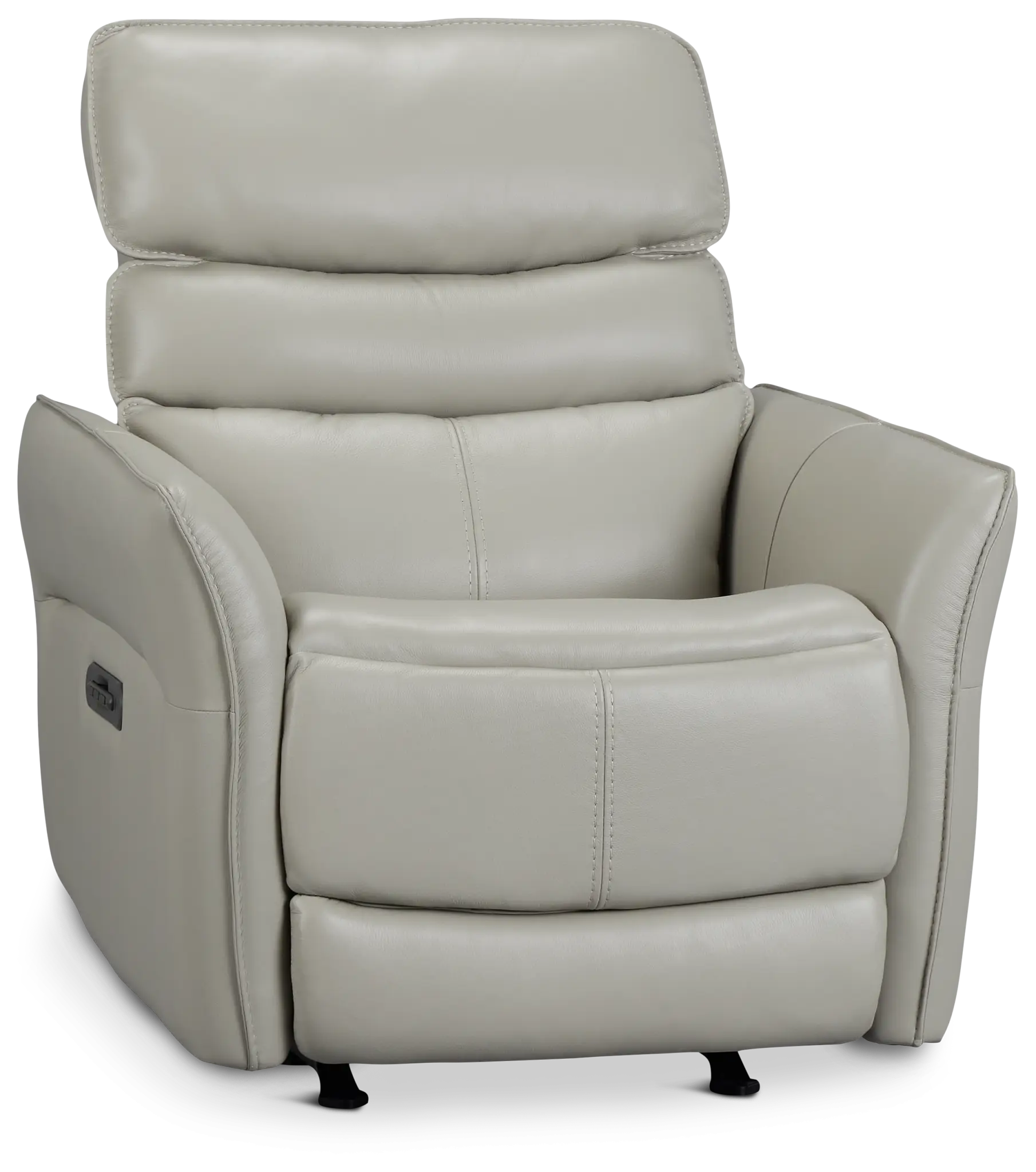 Preston Light Gray Lthr/vinyl Power Recliner With Heat And Massage Preston Light Gray Lthr/vinyl Power Recliner With Heat And Massage