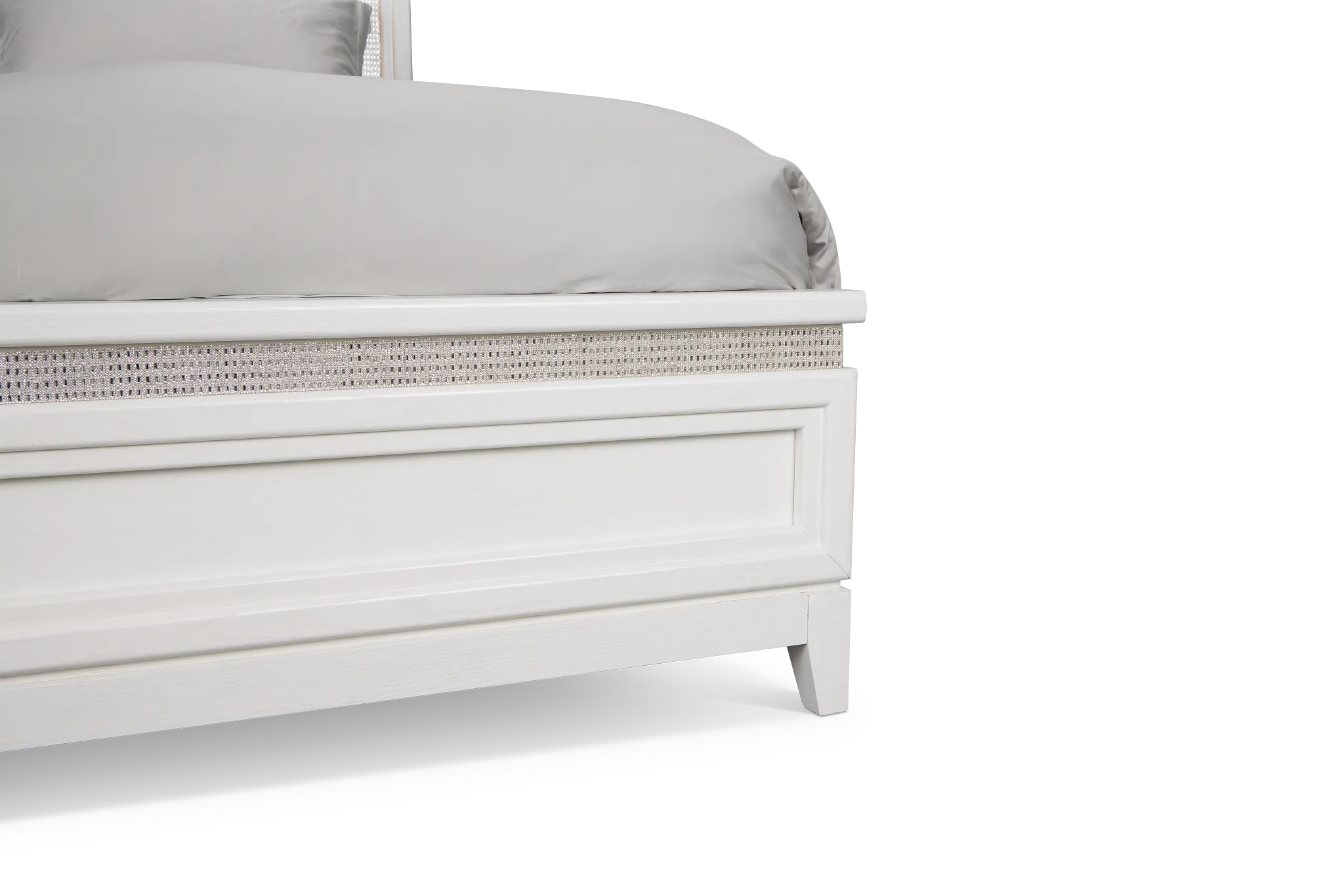 Alessandria White Uph Panel Bed With Lights