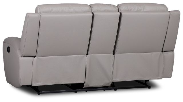 Walker Light Gray Lthr/vinyl Reclining Console Loveseat