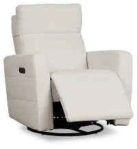 Rae White Fabric Power Swivel Glider Recliner