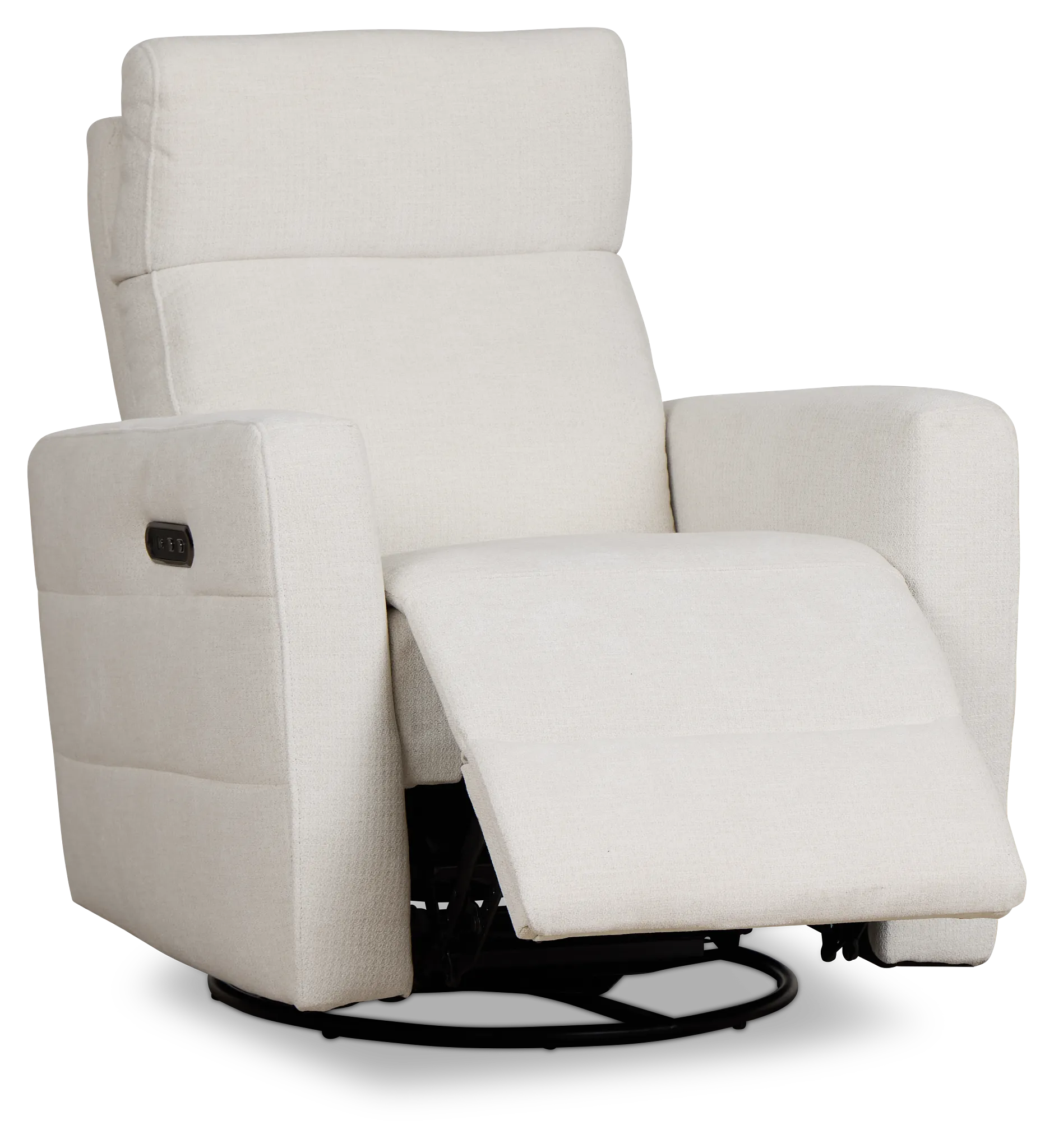 Rae White Fabric Power Swivel Glider Recliner