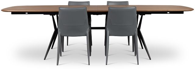 Margo Two-tone Rect Table & 4 Gray Upholstered Chairs