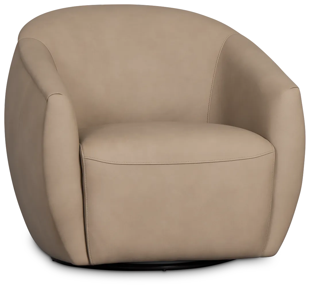 Kellan Taupe Leather Swivel Chair