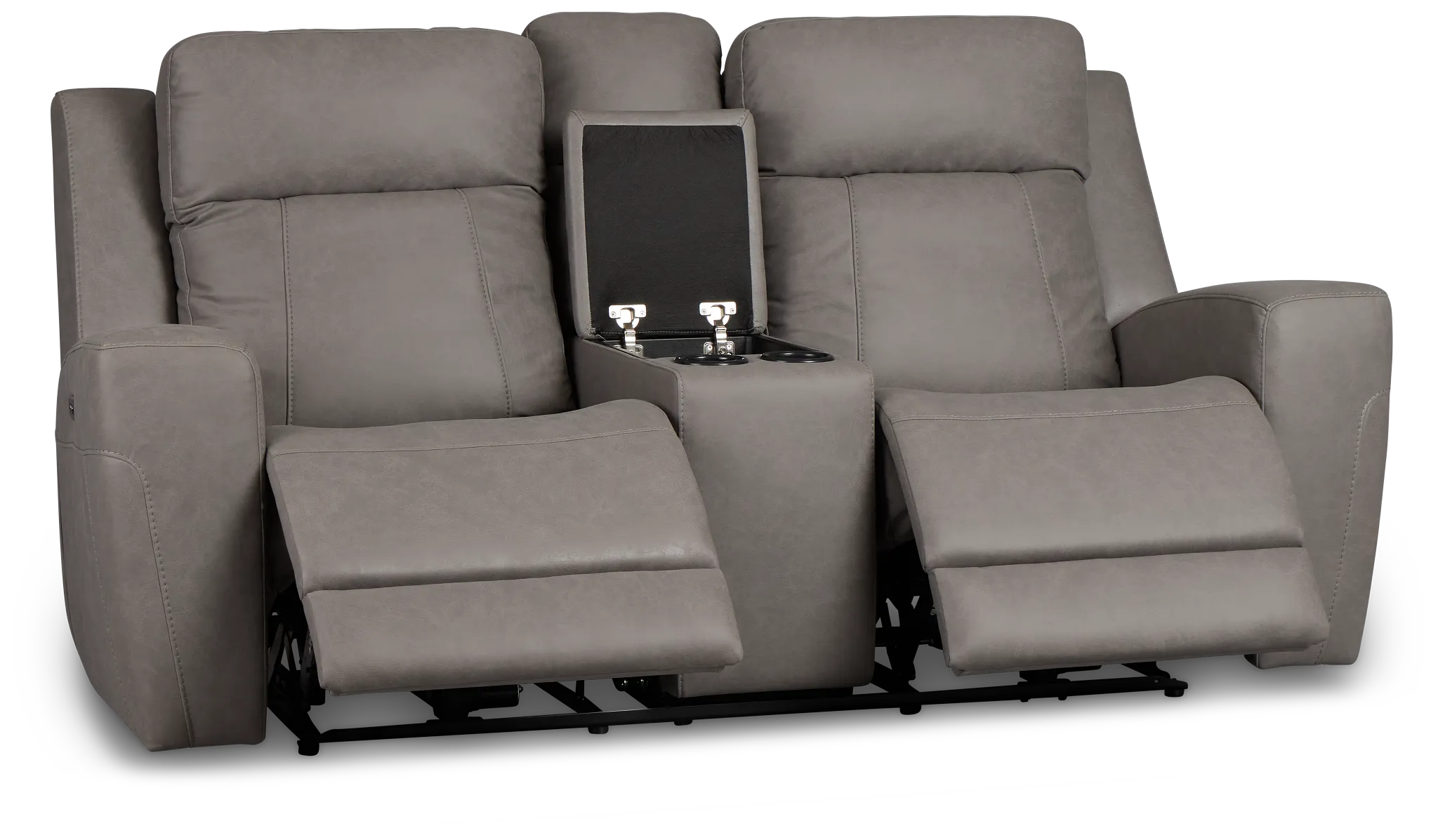 Colton Light Gray Micro Power Reclining Console Loveseat W/ Power Headrest