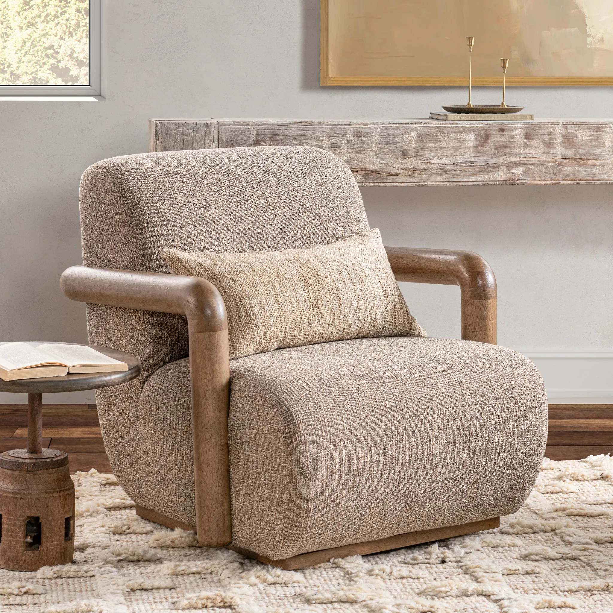 Willy Brown Fabric Swivel Accent Chair