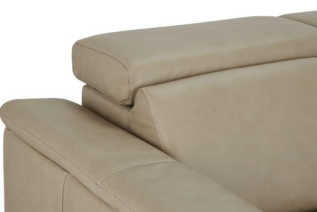 Ainsley Beige Leather Power Reclining Sofa