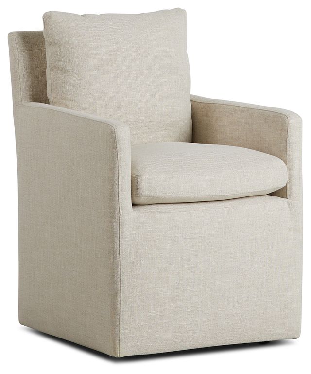 Auden Light Beige Castored Upholstered Arm Chair