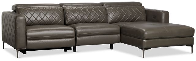Ava Dark Gray Micro Right Chaise Power Reclining Sectional