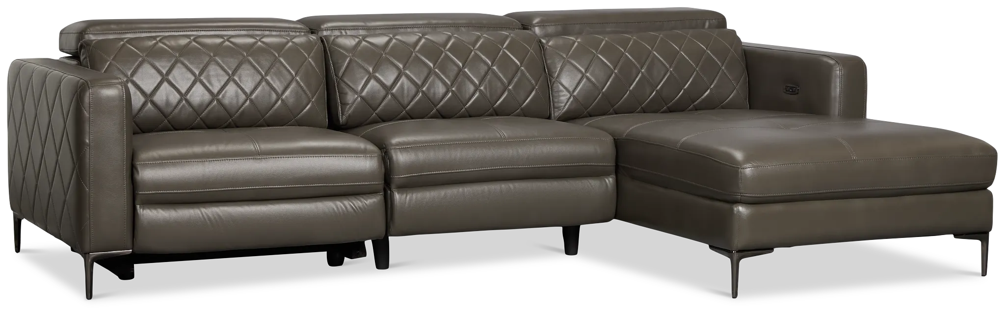 Ava Dark Gray Micro Right Chaise Power Reclining Sectional