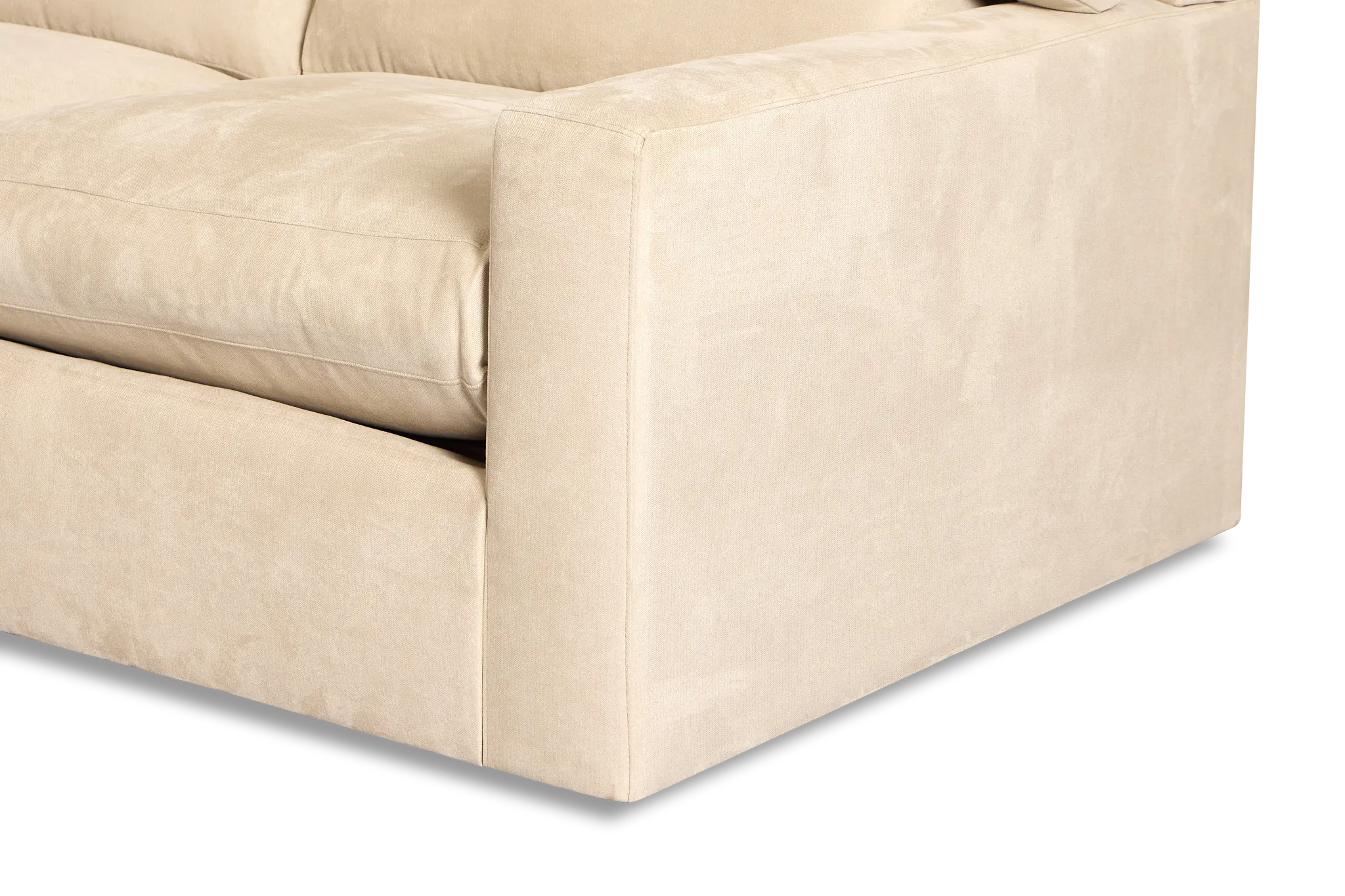 Hudson Beige Fabric Large Left Chaise Wedge Sectional