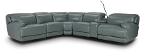 Reign Green Lthr/vinyl Medium Triple Power 2-arm Sectional