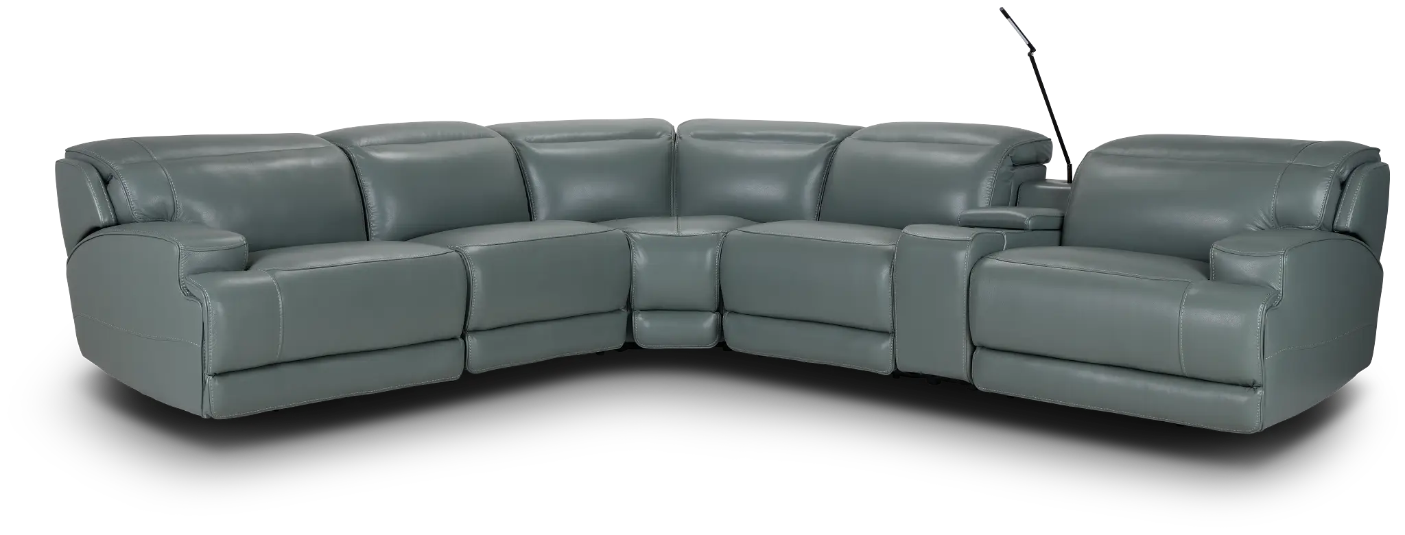 Reign Green Lthr/vinyl Medium Triple Power 2-arm Sectional Reign Green Lthr/vinyl Medium Triple Power 2-arm Sectional