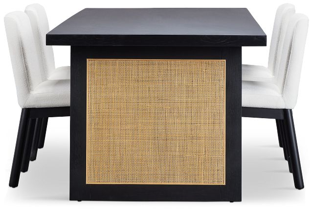 Brisbane Black Rectangular Table & 4 Upholstered Chairs